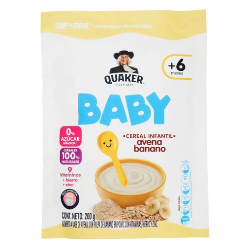 [053680] Cereal Baby Quaker Avena Banano  200Gr