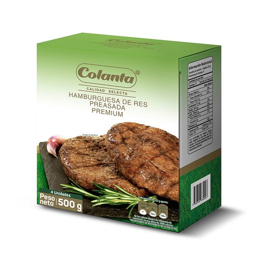 [053684] Hamburguesa Preasada Res Colanta 4 Unidades 500Gr