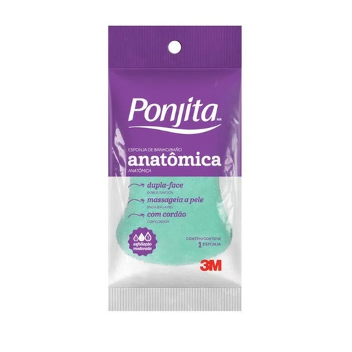 [053689] Esponja De Baño Ponjita Anatómica Verde 1 Unidad