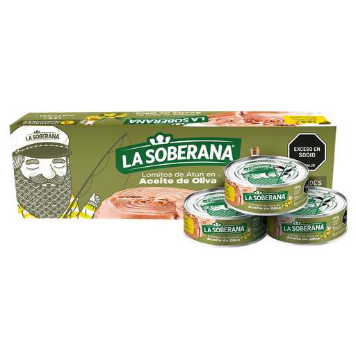 [053707] Lomitos De Atún La Soberana Aceite de Oliva 3 Unidades 240Gr