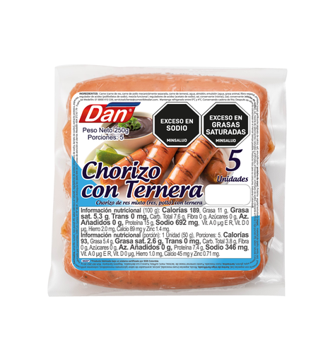 [053825] Chorizo Con Ternera Dan 5 Unidades 250Gr