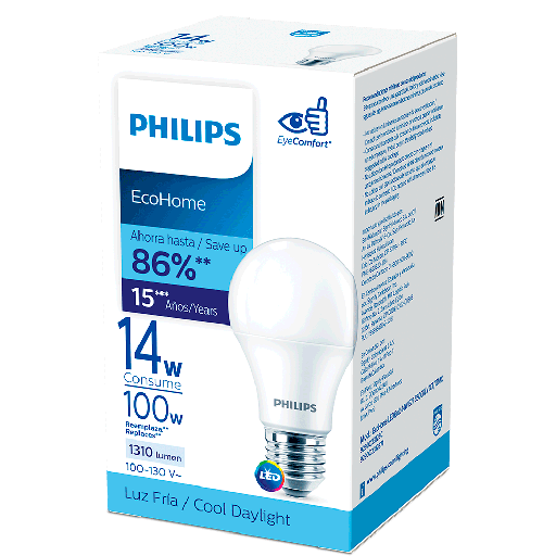 [053884] Bombillo Philips Led Ecohome 14W 100-130V 