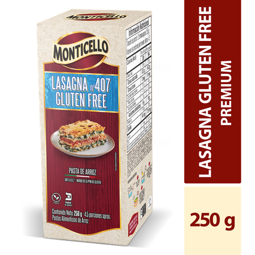 [053916] Lasagna Monticello N407 Gluten Free 250Gr