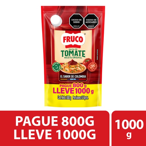[053999] Salsa Tomate Fruco Doypack Pague 800Gr Lleve 1000Gr