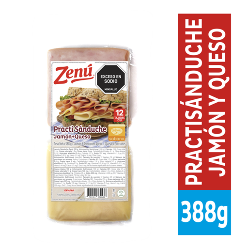 [054081] Practisanduche Zenú Jamón Y Queso 388Gr