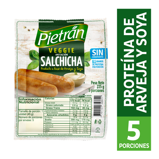 [054144] Salchicha Veggie Pietrán 225Gr