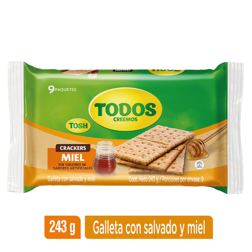 [054175] Galletas Tosh Miel 9 Paquetes 243Gr