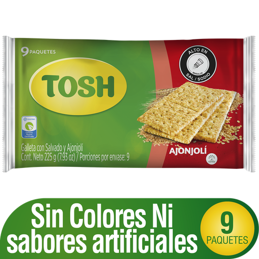 [054176] Galletas Tosh Ajonjoli 9 Paquetes 225Gr