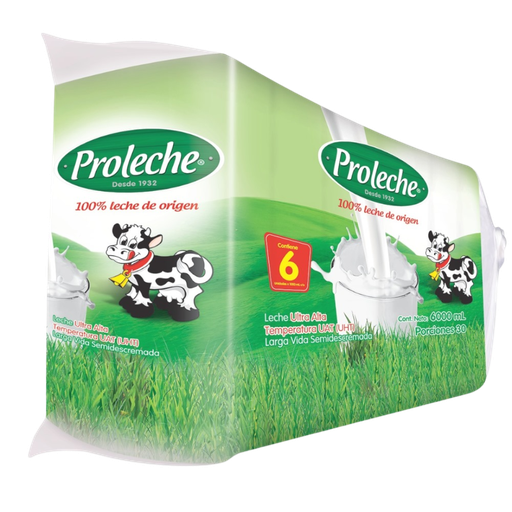 [054221] Leche UHT Proleche Semidescremada Bolsa 6 Unidades 6000Ml