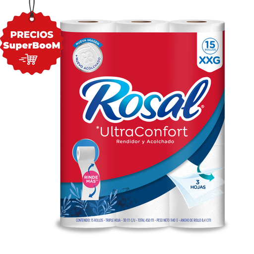 [054242] Papel Higiénico Rosal Ultra Confort XXG 15 Unidades 