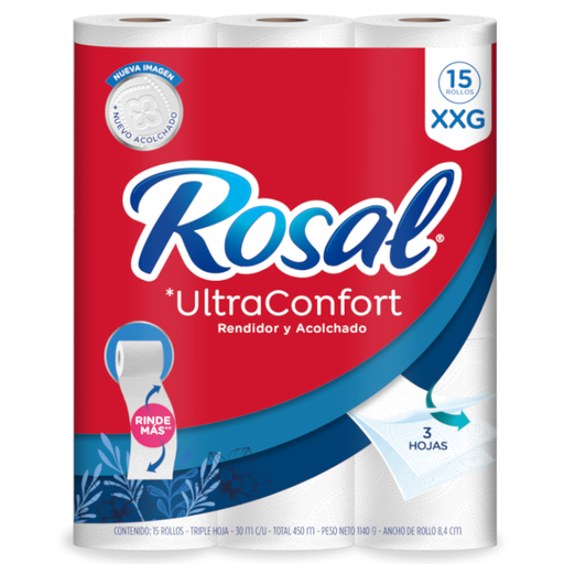 [054242] Papel Higiénico Rosal Ultra Confort XXG 15 Unidades 