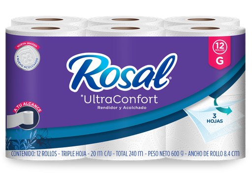 [054243] Papel Higiénico Rosal Ultra Confort G 12 Unidades 