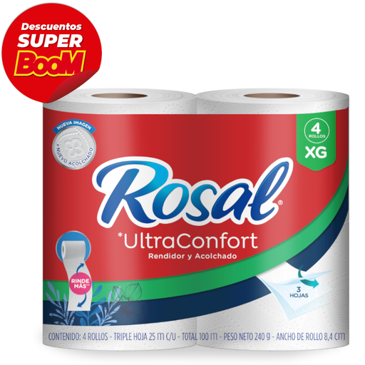 [054244] Papel Higiénico Rosal Ultra Confort XG 4 Unidades