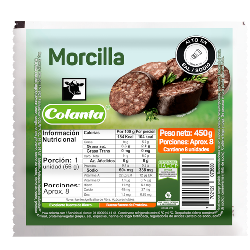 [054302] Morcilla Colanta 8 Unidades 450Gr