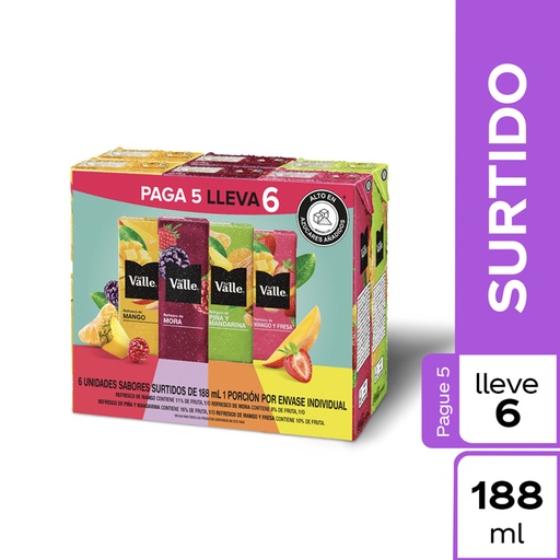 [054316] Del Valle Sabores Surtidos Tetrapack  Pague 5 Lleve 6