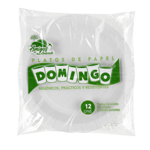 [054357] Plato De Papel Domingo 9 Pulgadas 12 Unidades