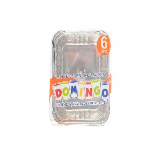 [054360] Molde Aluminio Lasagna Domingo Multiusos 6 Unidades