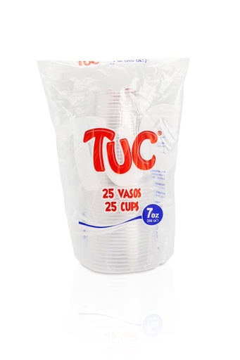 [054361] Vaso Desechable Traslucido Tuc 7Oz 25 Unidades