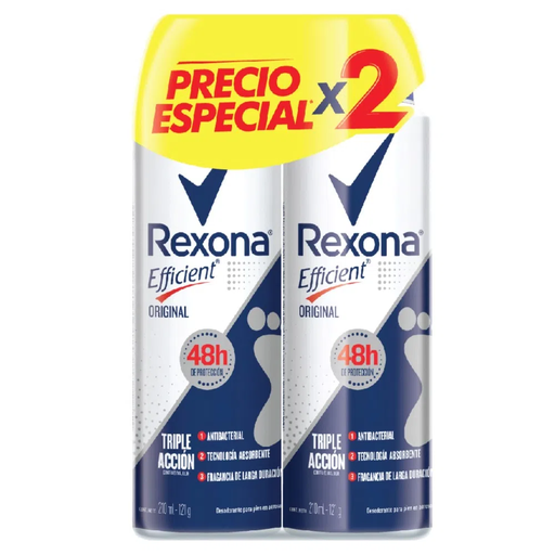 [054386] Deo Pies Rexona Efficient Del Aer 2 Unidades 210Ml