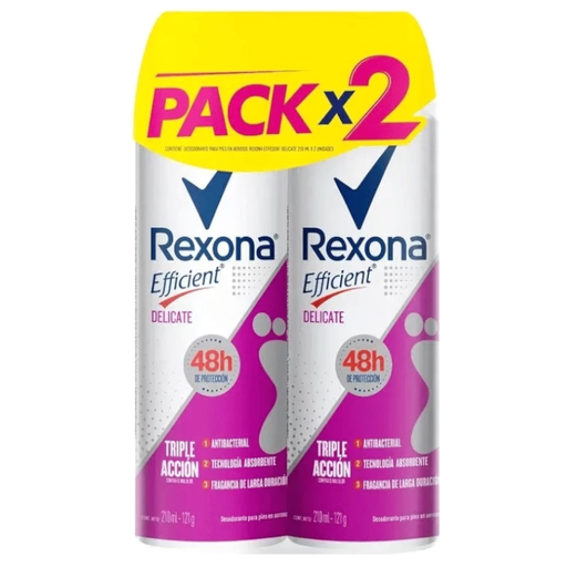 [054386] Deo Pies Rexona Efficient Delicate Aerosol 2 Unidades 210Ml