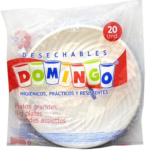 [008303] Plato Desechable Domingo Grande 20 Unidades