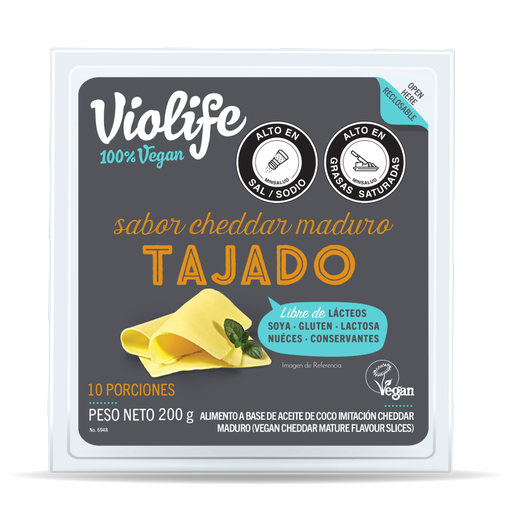 [054531] Queso Violife Sabor Cheddar Maduro Tajado 200Gr