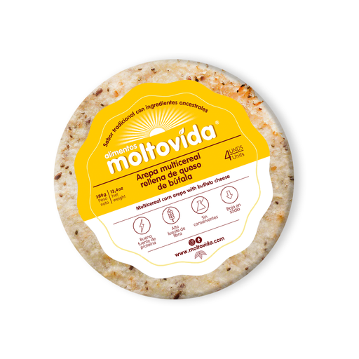 [054555] Arepa Multicereal Moltovida Rellena Queso De Búfala 4 Unidades 380Gr