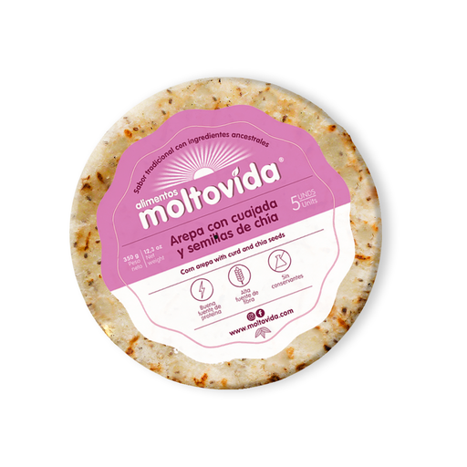[054556] Arepa Moltovida Con Cuajada Y Semillas De Chía 5 Unidades 350Gr