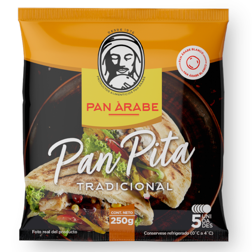 [041102] Pan Arabe Blanco Pita Tradicional 5 Unidades 250Gr