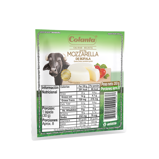 [054592] Queso Mozzarella De Búfala Colanta 250Gr