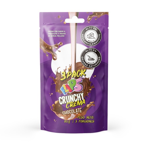[054605] Crema Flips Con Sabor Chocolate Y Trozos De Cereal Relleno 3 Pack 81Gr