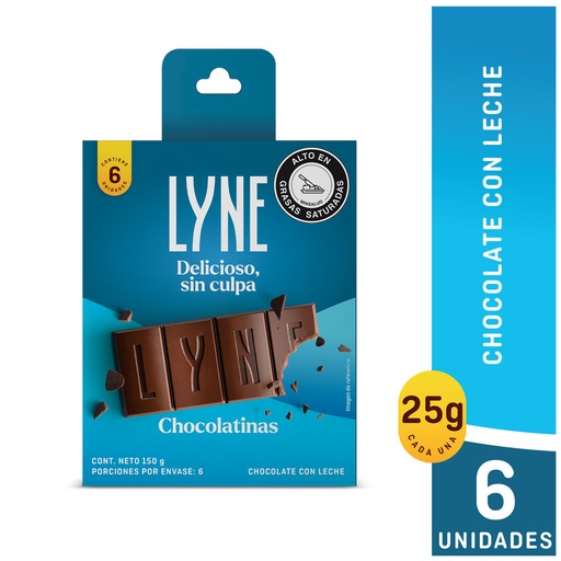 [054621] Chocolatina Con Leche Lyne Paquete 6 Unidades 150Gr