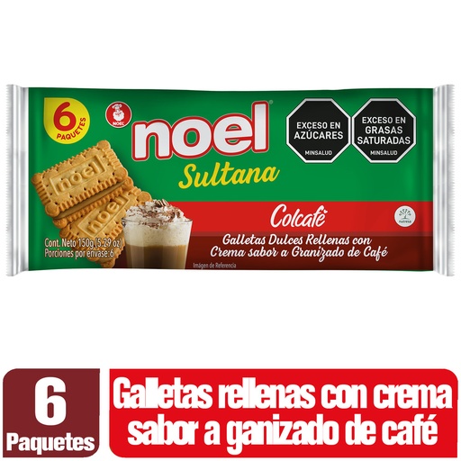 [054626] Galletas Sultana Rellena Con Crema Sabor A Granizado De Café 6 Unidades 150Gr