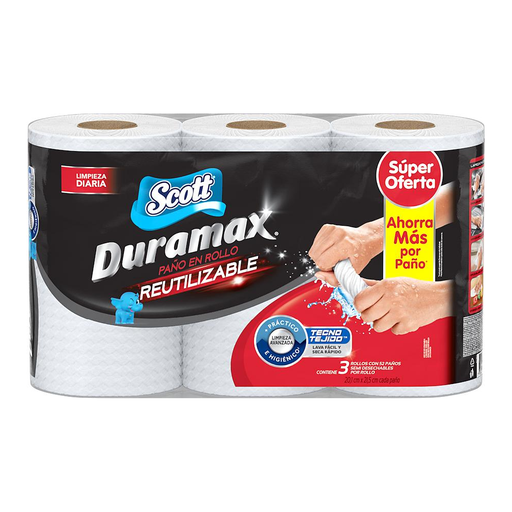 [054682] Toallas Cocina Scott Duramax 3 Unidades 52 Hojas
