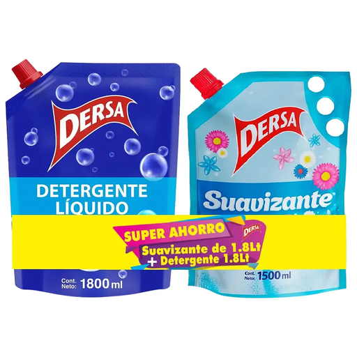 [054717] Detergente Líquido Dersa 1800Ml + Suavizante 1500Ml Super Ahorro