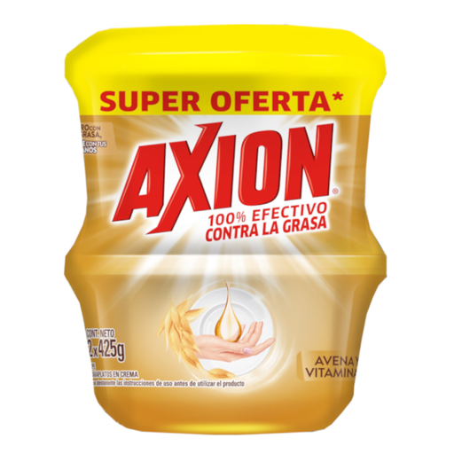 [054773] Lavaplatos Axion Crema Avena Y Vitamina E 425Gr 2 Unidades Precio Especial 