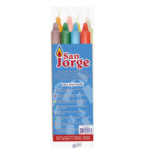 [054794] Vela Color San Jorge 8 Unidades
