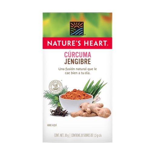 [054801] Infusión Natural Cúrcuma Jengibre Nature's Heart  20 Sobres 30Gr