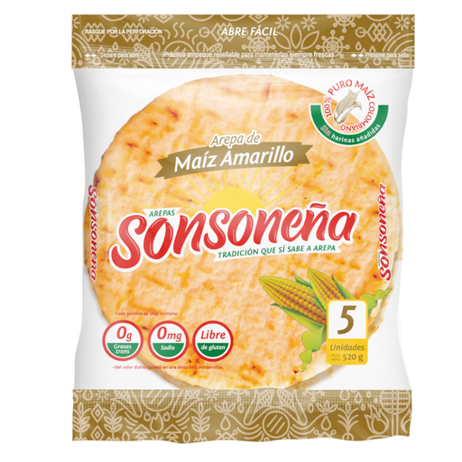 [054807] Arepa Maíz Amarillo  Sonsoneña 5 Unidades 520Gr