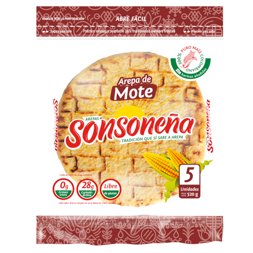 [054808] Arepa Mote Sonsoneña 5 Unidades 520Gr