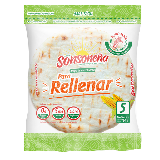 [054812] Arepa Maíz Blanco Sonsoneña Para Rellenar 5 Unidades 750Gr