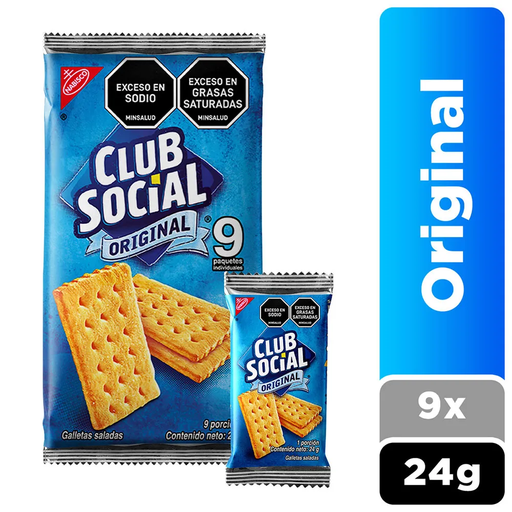 [054819] Galletas Club Social Original Paquete 9 Unidades 216Gr