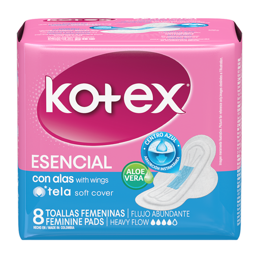 [054843] Toallas Higiénicas Kotex Esencial Con Alas 8 Unidades