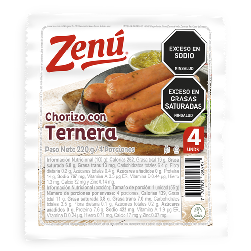 [054869] Chorizo Con Ternera Zenú 220Gr