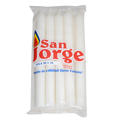 [054879] Vela 36 Blanca San Jorge 10 Unidades