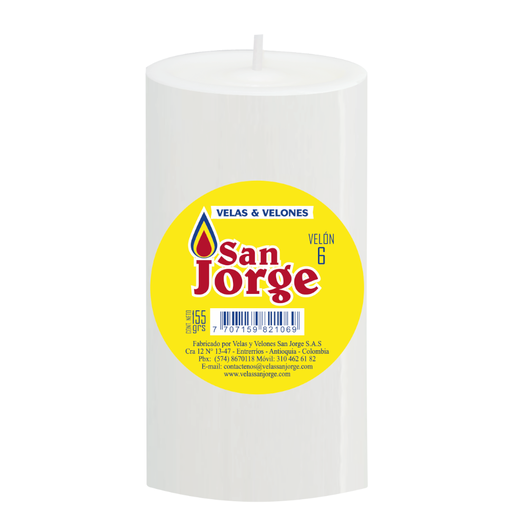 [054920] Velón Blanco #6 San Jorge 155Gr