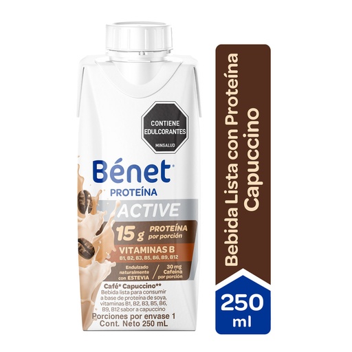 [054945] Bebida Lista Bénet Active Con Proteína Sabor Capuccino Tetrapak 250Ml