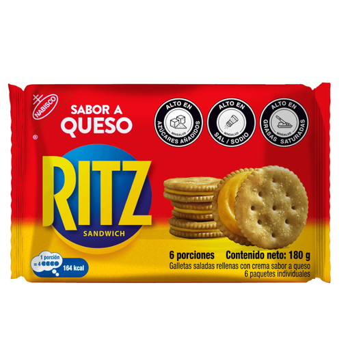 [054950] Galletas Ritz Rellena Crema Queso 6 Unidades 180Gr