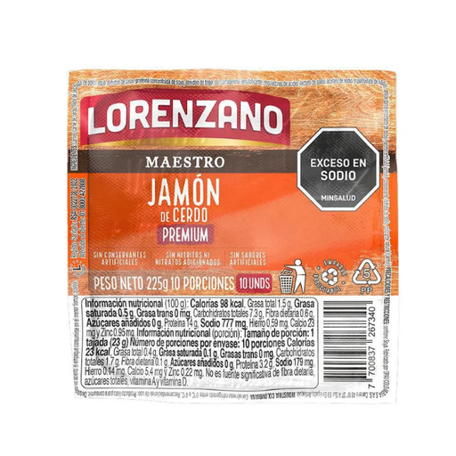 [054984] Jamón Cerdo Lorenzano 10 Unidades 225Gr