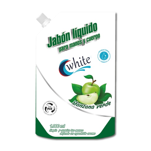 [055025] Jabón Líquido White Manos Y Cuerpo Manzana Verde Doypack 1000Ml